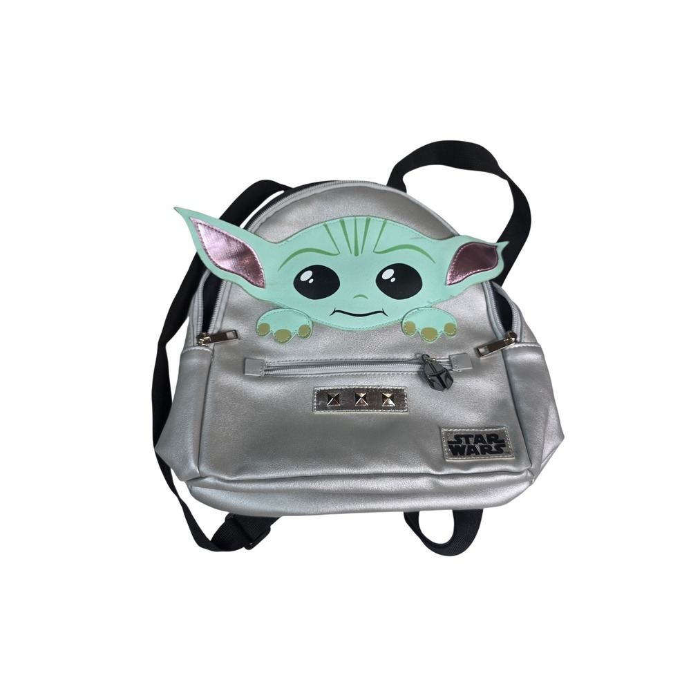 Star Wars Grogu Baby Yoda Mini Backpack Silver Metallic The Mandalorian Bag S4‎